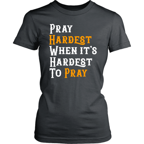 Image of Pray Hard T-shirt District Womens Shirt Charcoal XS
