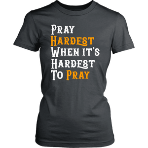 Pray Hard T-shirt District Womens Shirt Charcoal XS