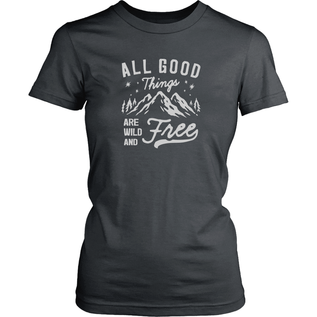 Wild and Free T-shirt District Womens Shirt Charcoal XS