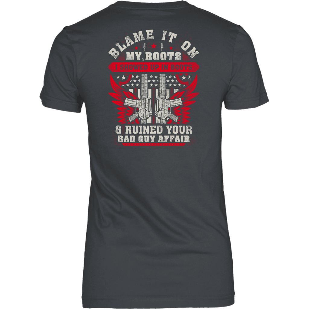 Blame It On My Roots T-shirt District Womens Shirt Charcoal XS