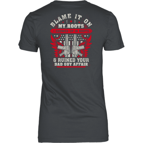 Image of Blame It On My Roots T-shirt District Womens Shirt Charcoal XS