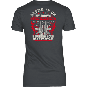 Blame It On My Roots T-shirt District Womens Shirt Charcoal XS