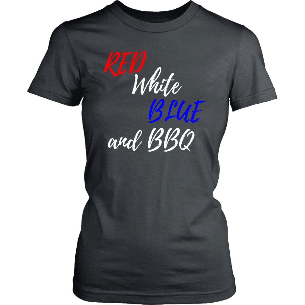 Red White Blue and BBQ T-shirt District Womens Shirt Charcoal XS