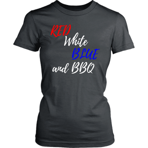 Red White Blue and BBQ T-shirt District Womens Shirt Charcoal XS