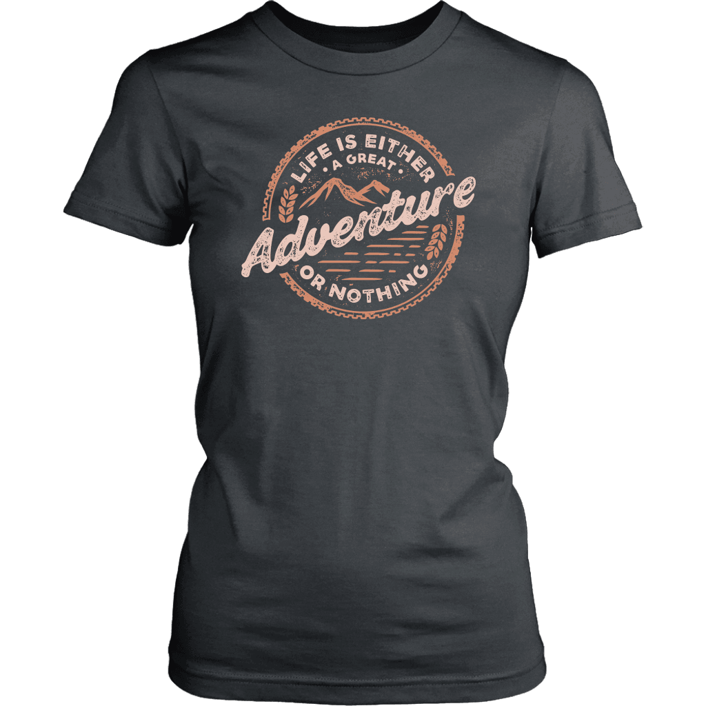 Life Is A Great Adventure T-shirt District Womens Shirt Charcoal XS