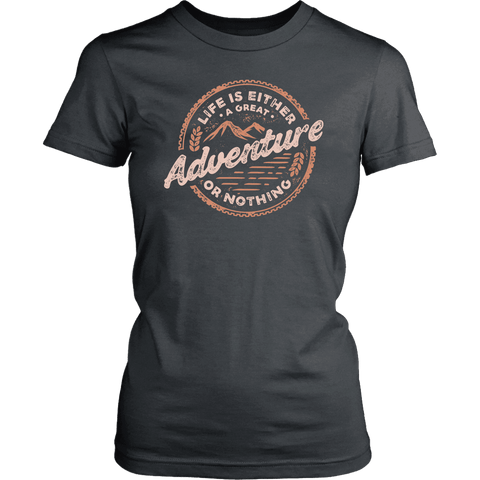 Image of Life Is A Great Adventure T-shirt District Womens Shirt Charcoal XS