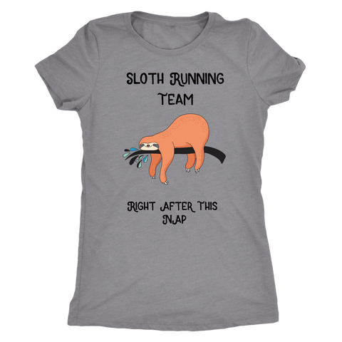 Image of Sloth Running Team T-shirt Next Level Womens Triblend Heather Grey S