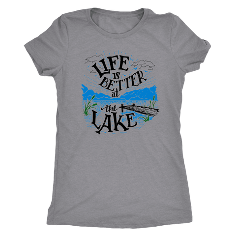 Image of Life is Better At The Lake Womens Shirts T-shirt Next Level Womens Triblend Heather Grey S