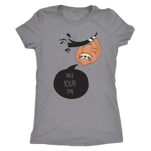 Image of Take Your Time Sloth T-shirt Next Level Womens Triblend Heather Grey S