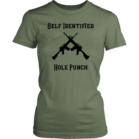 Image of Self Identified Hole Punch T-shirt District Womens Shirt Fresh Fatigue XS