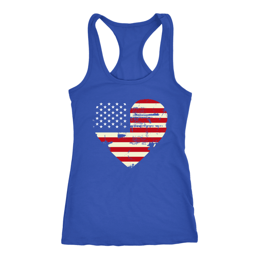 Love America Racerback Tank, Blue T-shirt Next Level Racerback Tank Royal XS
