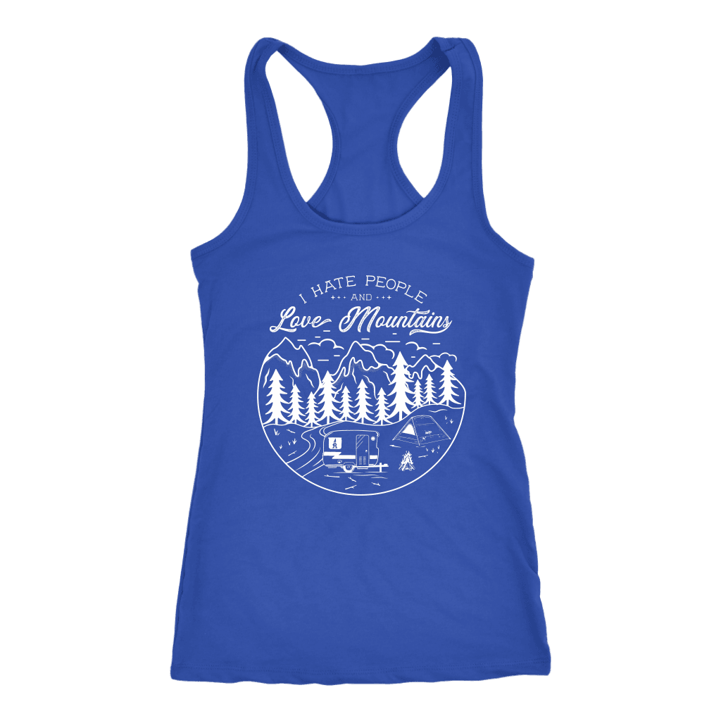 Hate Peeps, Love Mountains T-shirt Next Level Racerback Tank Royal XS