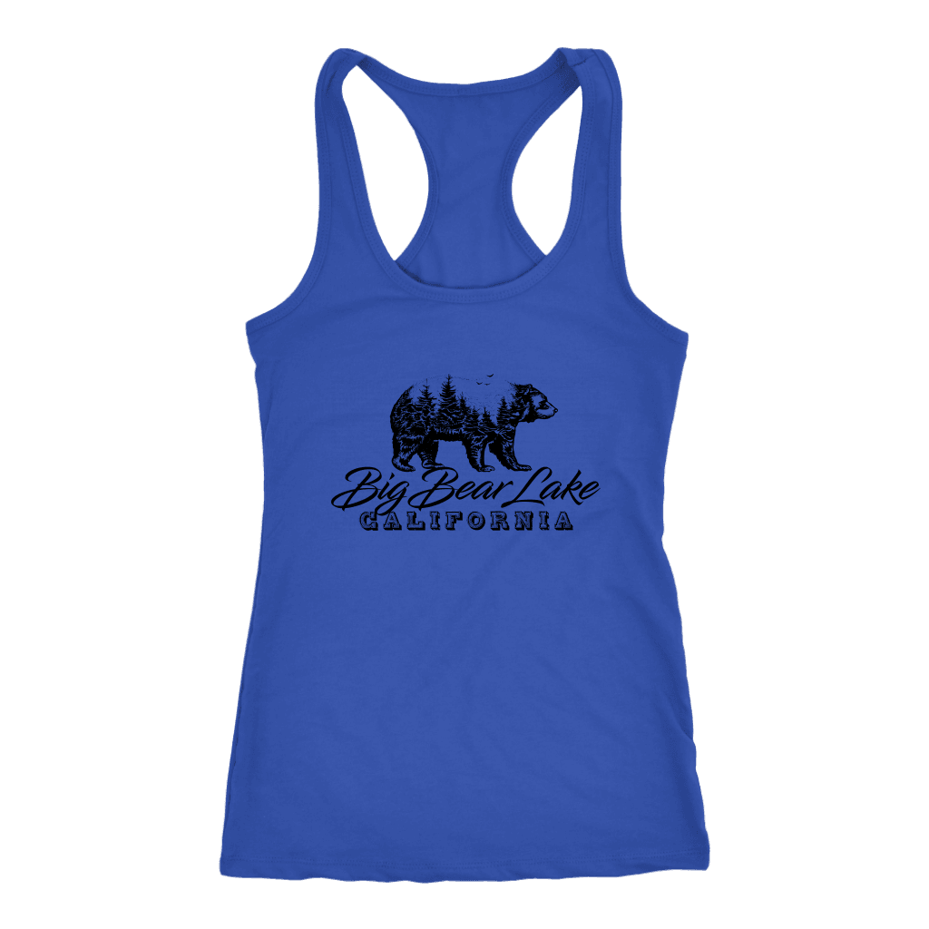 Big Bear Lake California V.2, Womens, Black T-shirt Next Level Racerback Tank Royal XS