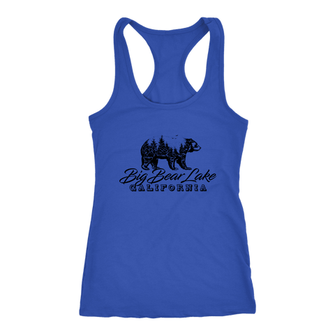 Image of Big Bear Lake California V.2, Womens, Black T-shirt Next Level Racerback Tank Royal XS