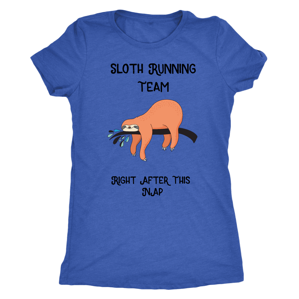 Sloth Running Team T-shirt Next Level Womens Triblend Vintage Royal S