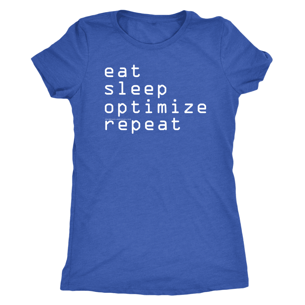 eat, sleep, optimize, repeat T-shirt Next Level Womens Triblend Vintage Royal S