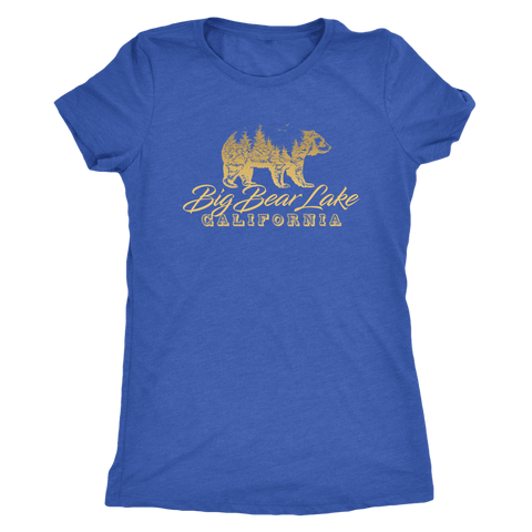 Image of Big Bear Lake California V.2, Womens, Gold T-shirt Next Level Womens Triblend Vintage Royal S