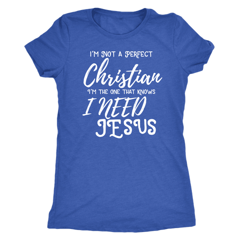 Image of Not A Perfect Christian, Shirts T-shirt Next Level Womens Triblend Vintage Royal S