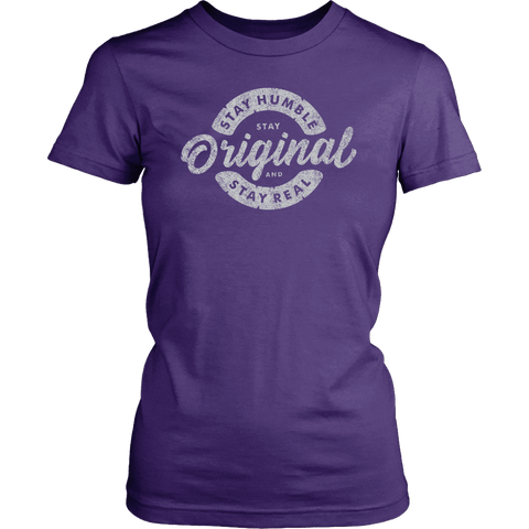 Image of Stay Real, Stay Original Womens T-shirt District Womens Shirt Purple XS