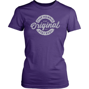 Stay Real, Stay Original Womens T-shirt District Womens Shirt Purple XS