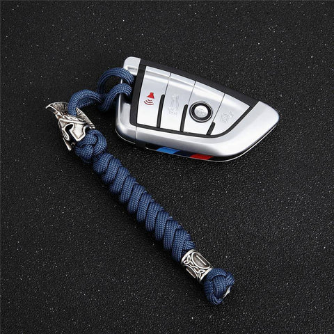 Image of Spartan Custom Paracord Lanyard, Are You a Warrior? Key Chains Blue 