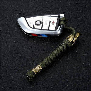 Spartan Custom Paracord Lanyard, Are You a Warrior? Key Chains Green Brass 