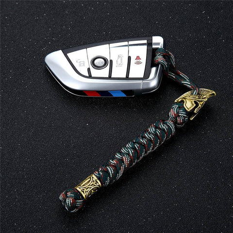 Image of Spartan Custom Paracord Lanyard, Are You a Warrior? Key Chains Multi Brass 