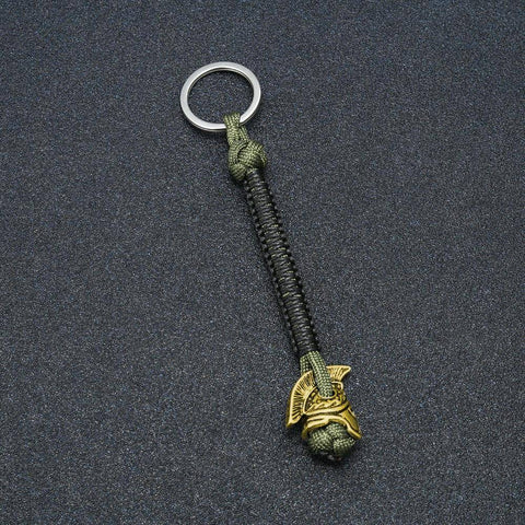 Image of Spartan Lanyard Version 2, Are You a Warrior? Key Chains Green Brass 