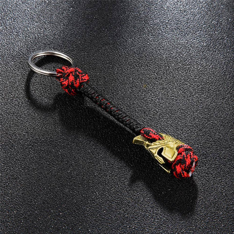 Image of Spartan Lanyard Version 2, Are You a Warrior? Key Chains Red Black Brass 