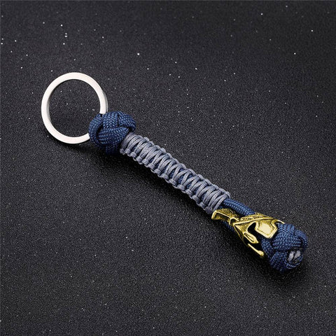 Image of Spartan Lanyard Version 2, Are You a Warrior? Key Chains Blue Brass 