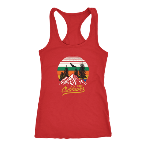 Image of Great Outdoors Shirts | Womens T-shirt Next Level Racerback Tank Red XS