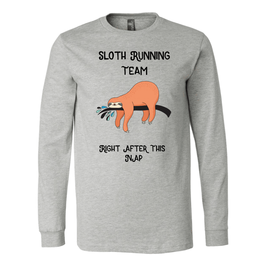 Sloth Running Team T-shirt Canvas Long Sleeve Shirt Athletic Heather S