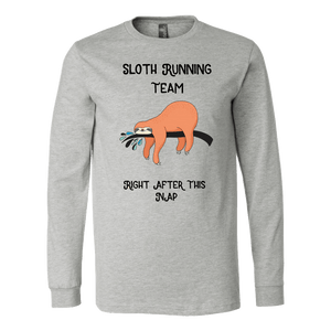 Sloth Running Team T-shirt Canvas Long Sleeve Shirt Athletic Heather S
