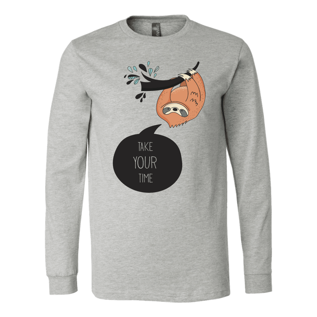 Take Your Time Sloth T-shirt Canvas Long Sleeve Shirt Athletic Heather S
