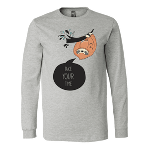 Take Your Time Sloth T-shirt Canvas Long Sleeve Shirt Athletic Heather S