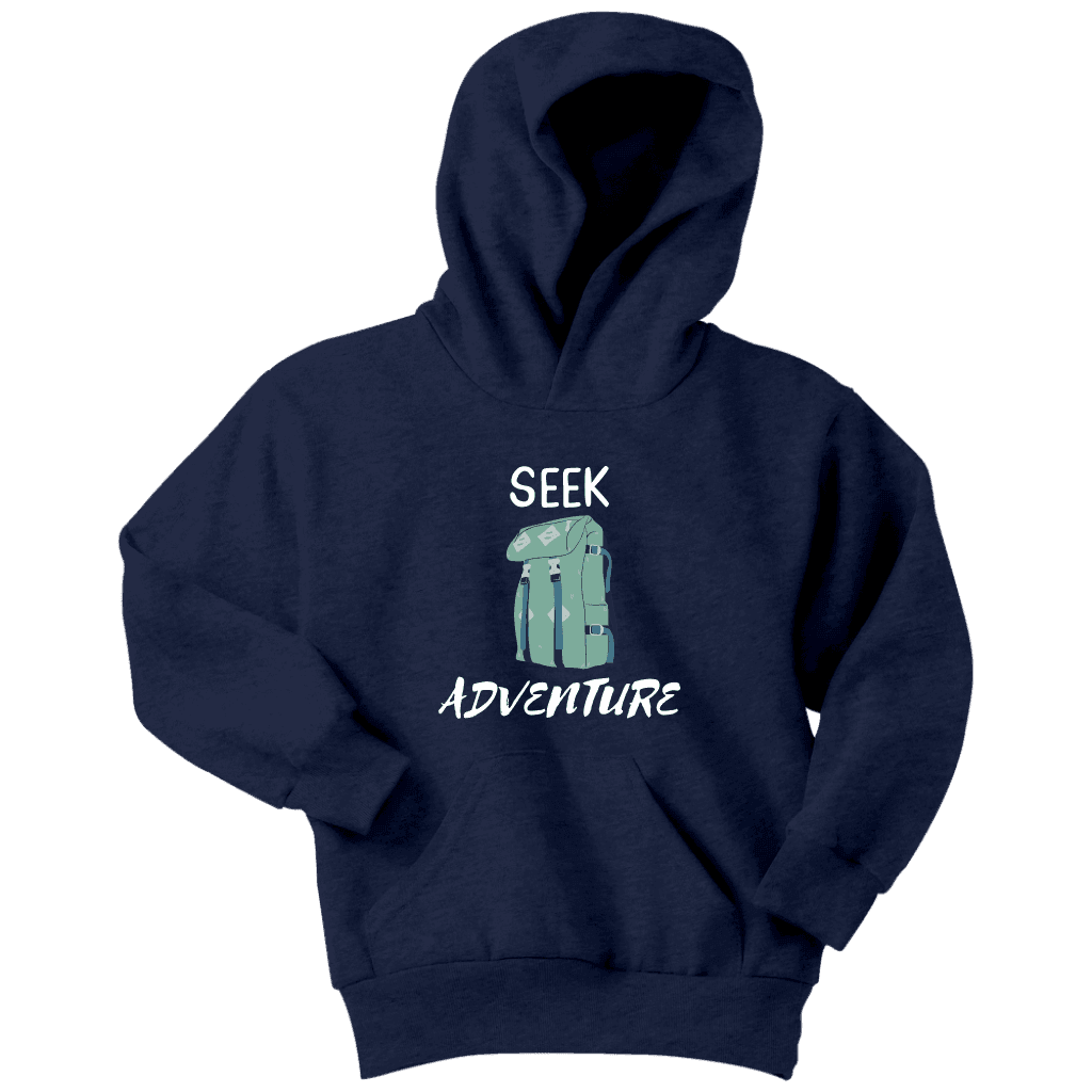 Seek Adventure with Backpack (Youth) T-shirt Youth Hoodie Navy XS