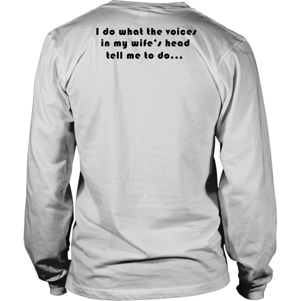 Voices in Her Head | Black Print T-shirt District Long Sleeve Shirt White S