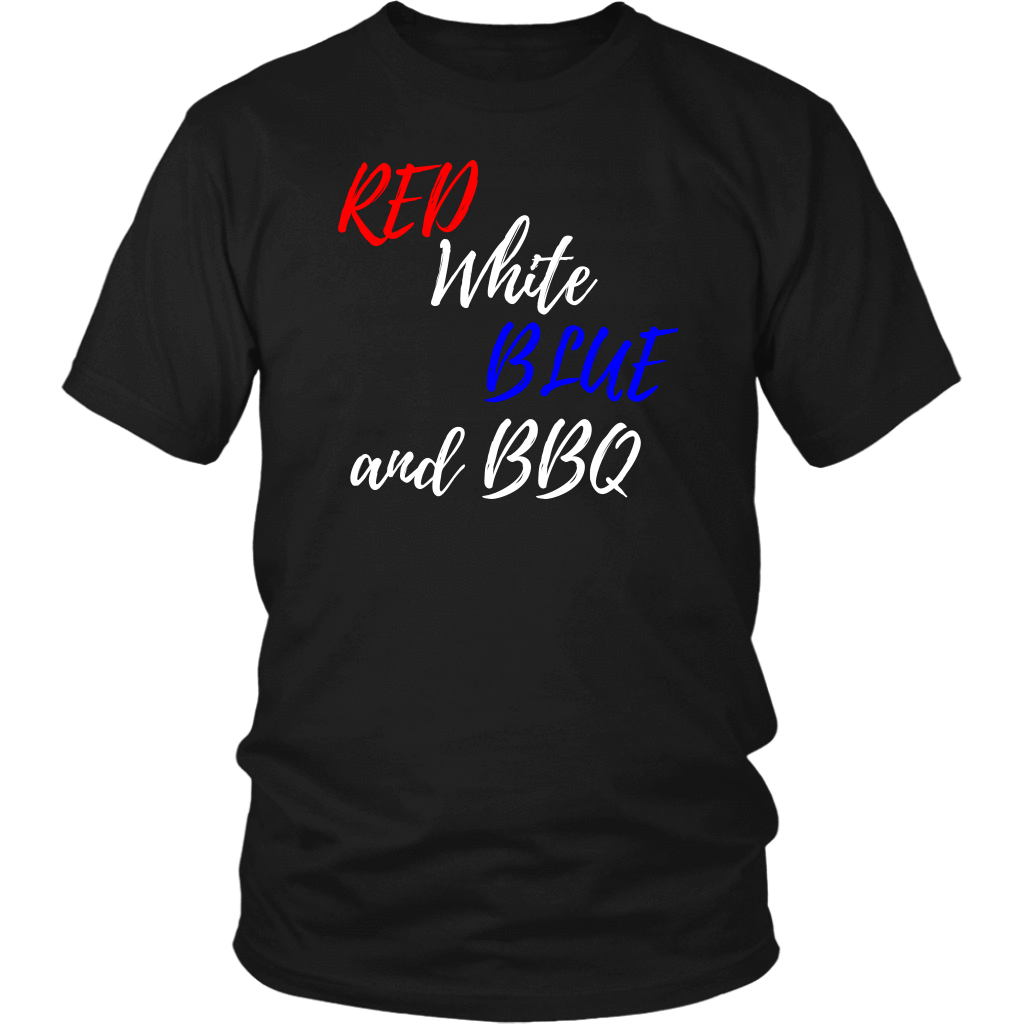 Red White Blue and BBQ T-shirt District Unisex Shirt Black S