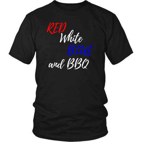 Image of Red White Blue and BBQ T-shirt District Unisex Shirt Black S