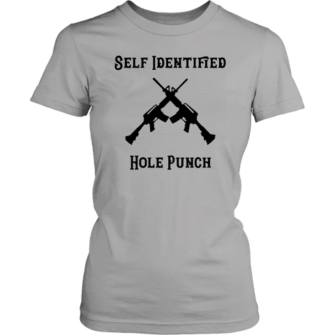Image of Self Identified Hole Punch T-shirt District Womens Shirt Silver XS