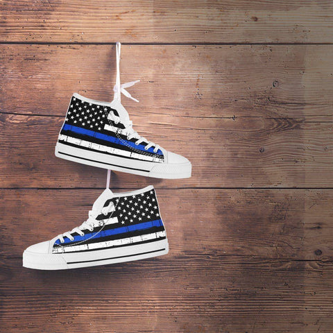 Image of Premium Canvas Highttop with Thin Blue Line Flag 