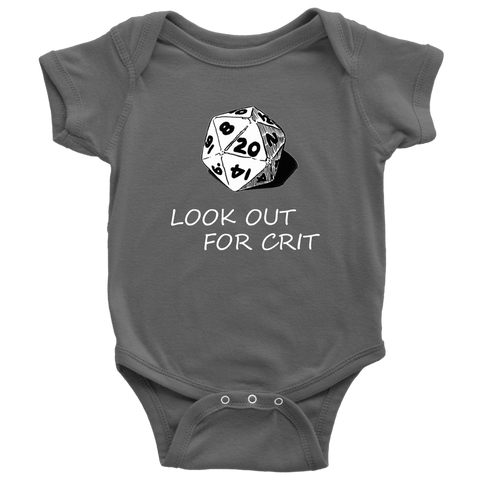 Image of Look Out For Crit Onesies T-shirt Baby Bodysuit Asphalt NB