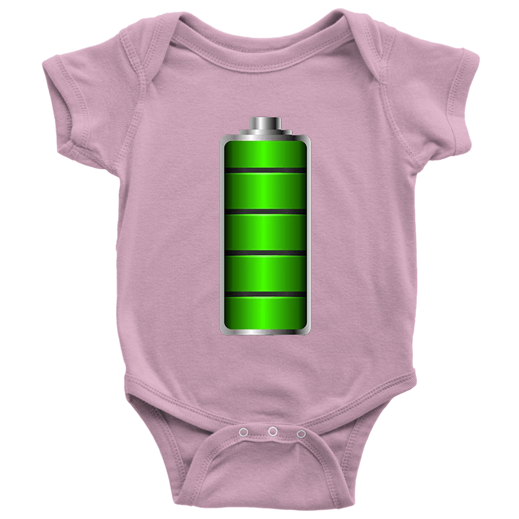 Fully Charged Onsies T-shirt Baby Bodysuit Pink NB