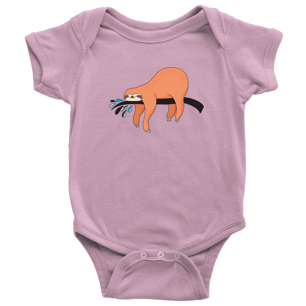 Sleepy Sloth Onsies T-shirt Baby Bodysuit Pink NB