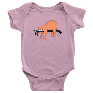 Sleepy Sloth Onsies T-shirt Baby Bodysuit Pink NB