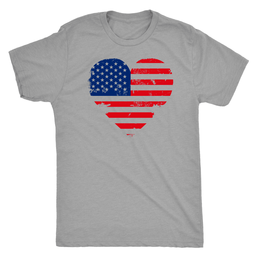 Love America Men's Shirts, White T-shirt Next Level Mens Triblend Premium Heather S
