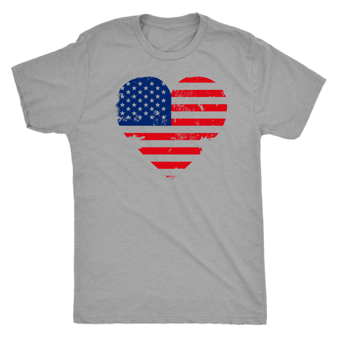 Image of Love America Men's Shirts, White T-shirt Next Level Mens Triblend Premium Heather S