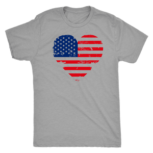 Love America Men's Shirts, White T-shirt Next Level Mens Triblend Premium Heather S