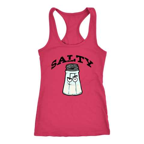Image of Salty V.1 Womens T-shirt Next Level Racerback Tank Raspberry XS