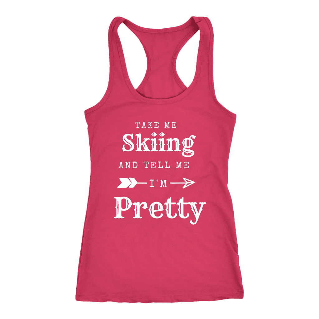 Take Me Skiing T-shirt Next Level Racerback Tank Raspberry XS